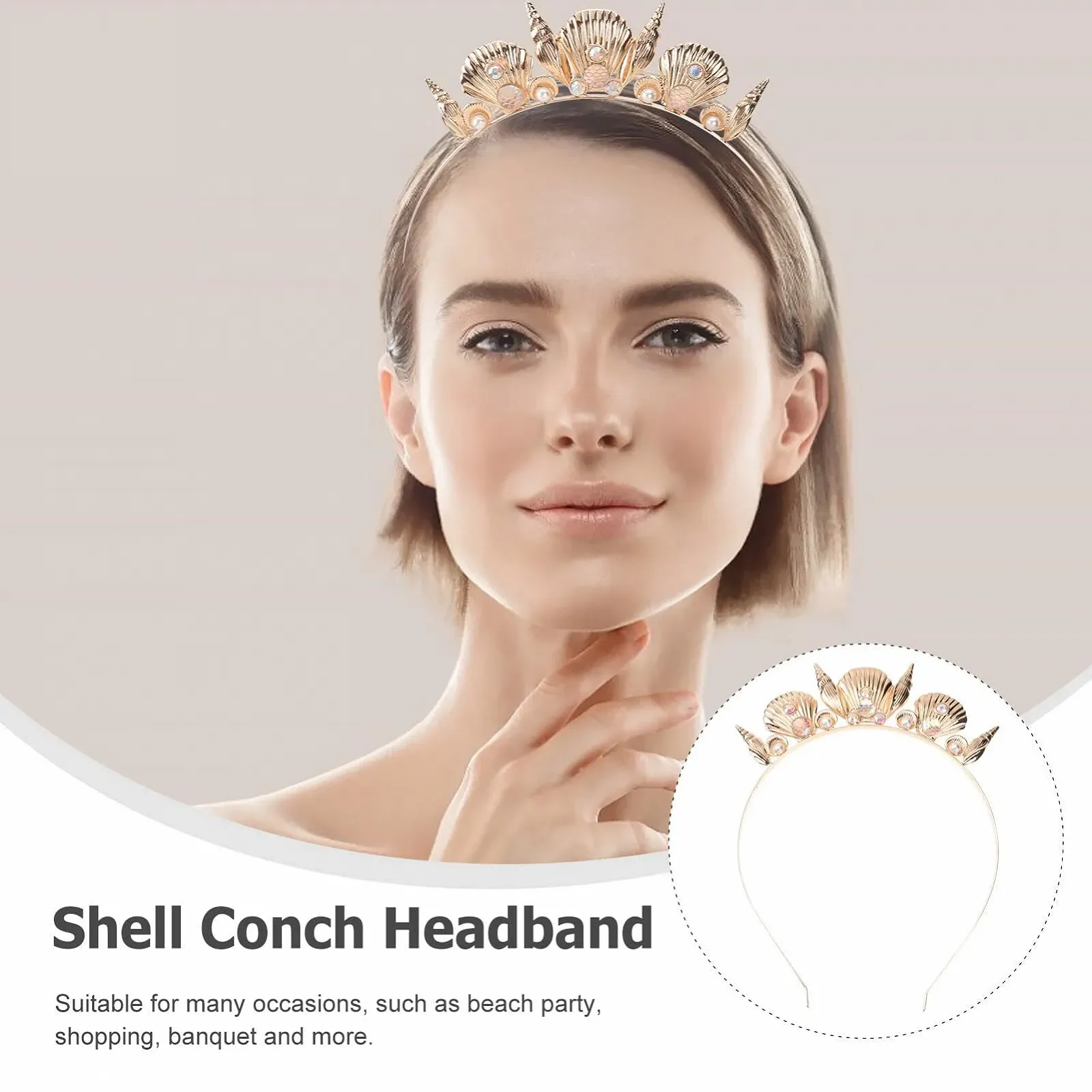 Тіара-Обруч на голову Minkissy з черепашками для вечірок для жінок та дівчат, фото №4 Тіара-Обруч на голову Minkissy з черепашками для вечірок для жінок та дівчат, фото №4