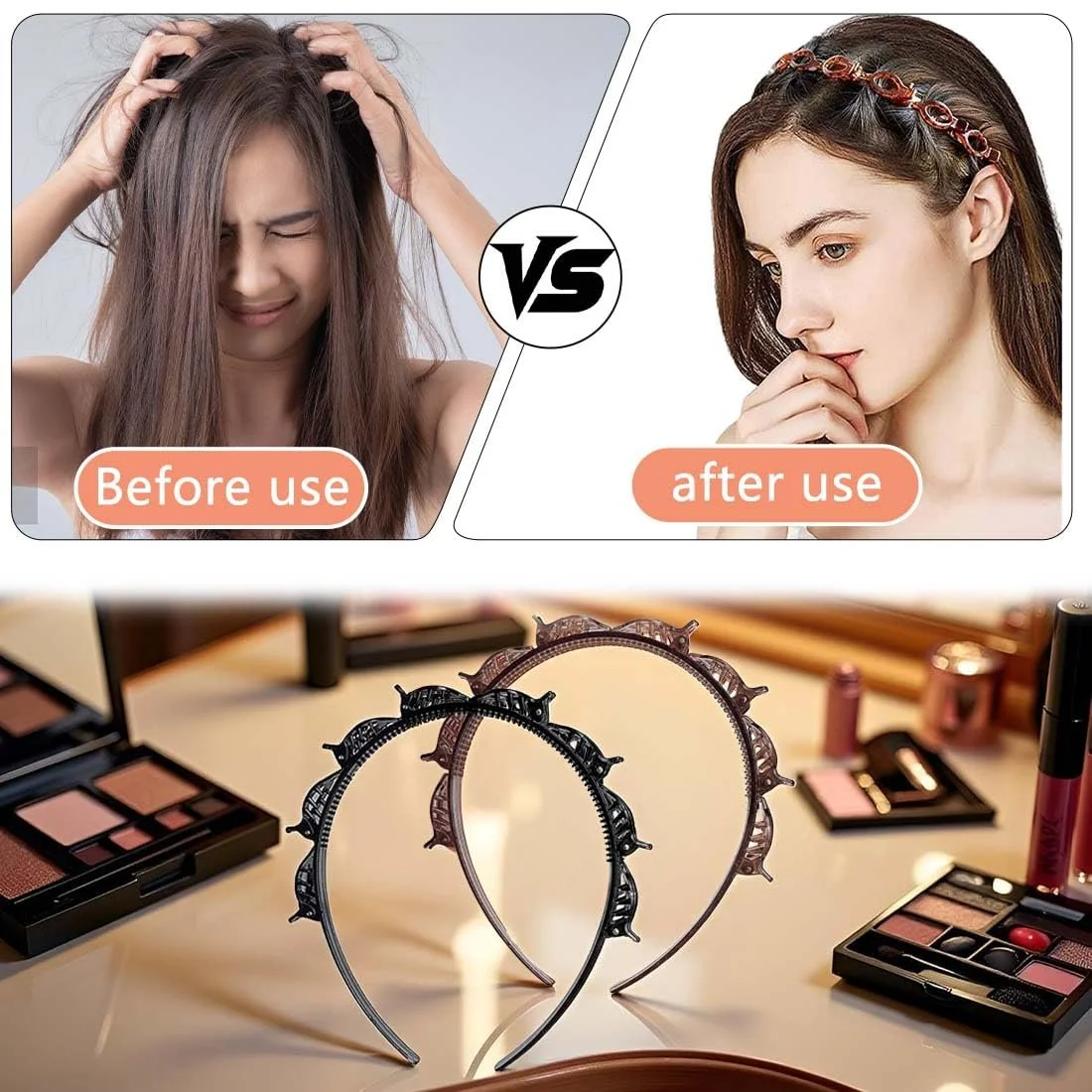 Набір обручів на Голову з Затискачами 2 шт, фото №5