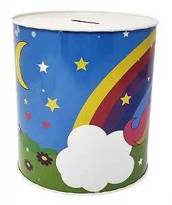 Скарбничка Unicorn Pink з веселкою металева жерстяна 15x13 см synthetic.ua - Фото 1