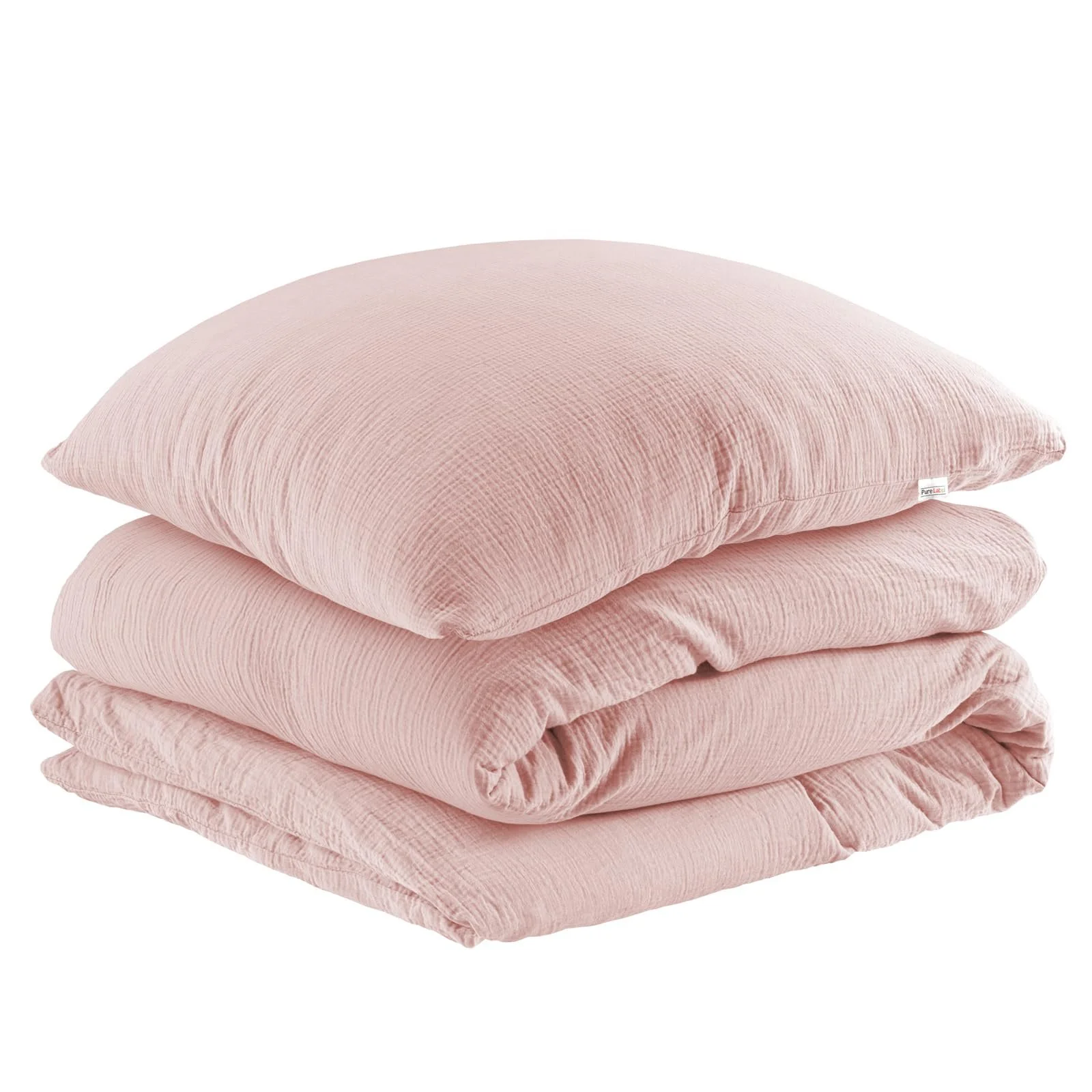 Постільна білизна Pure Label Muslin 135 x 200 см з наволочкою 80 x 80 см 100% бавовна Муслін Рожева, фото №1