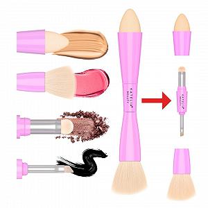 Набор кистей для макияжа Katelia Beauty Touch Up 4 в 1, многофункциональный, все в одном, дорожный набор, инновационный портативный дорожный размер - Фото 1