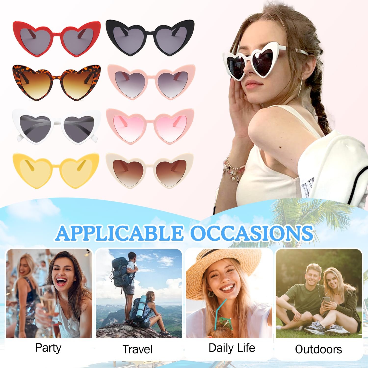 Сонцезахисні окуляри Серце, бежевий, фото №6 Сонцезахисні окуляри Серце, бежевий, фото №6