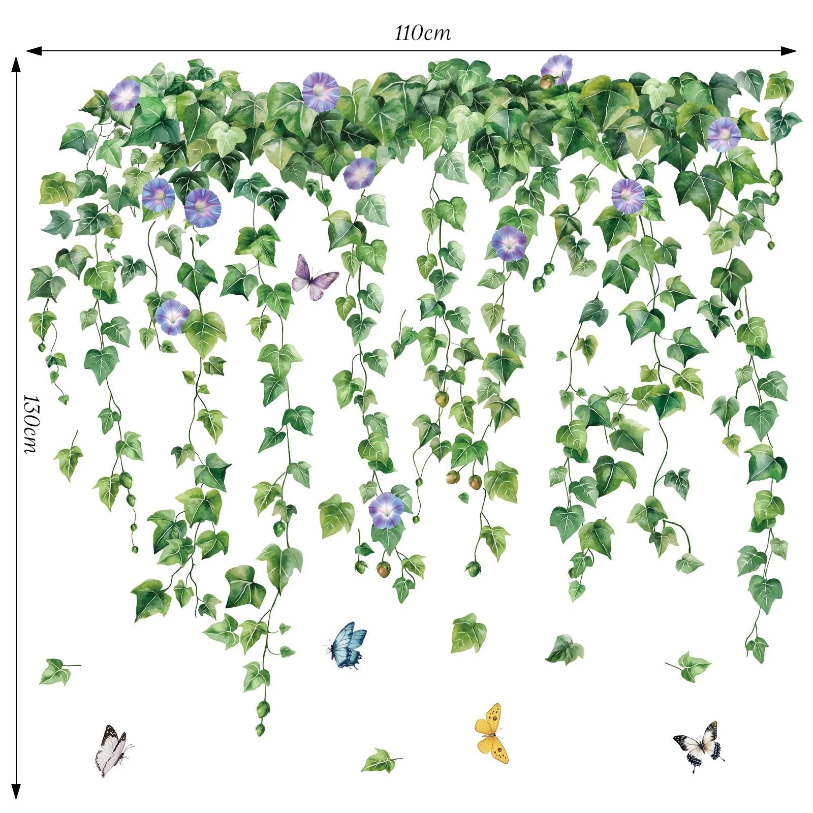 Наклейка на стіну SHUHCING Звисаюча лоза Плющ 2 штуки 30 x 90 см Зелений, фото №4