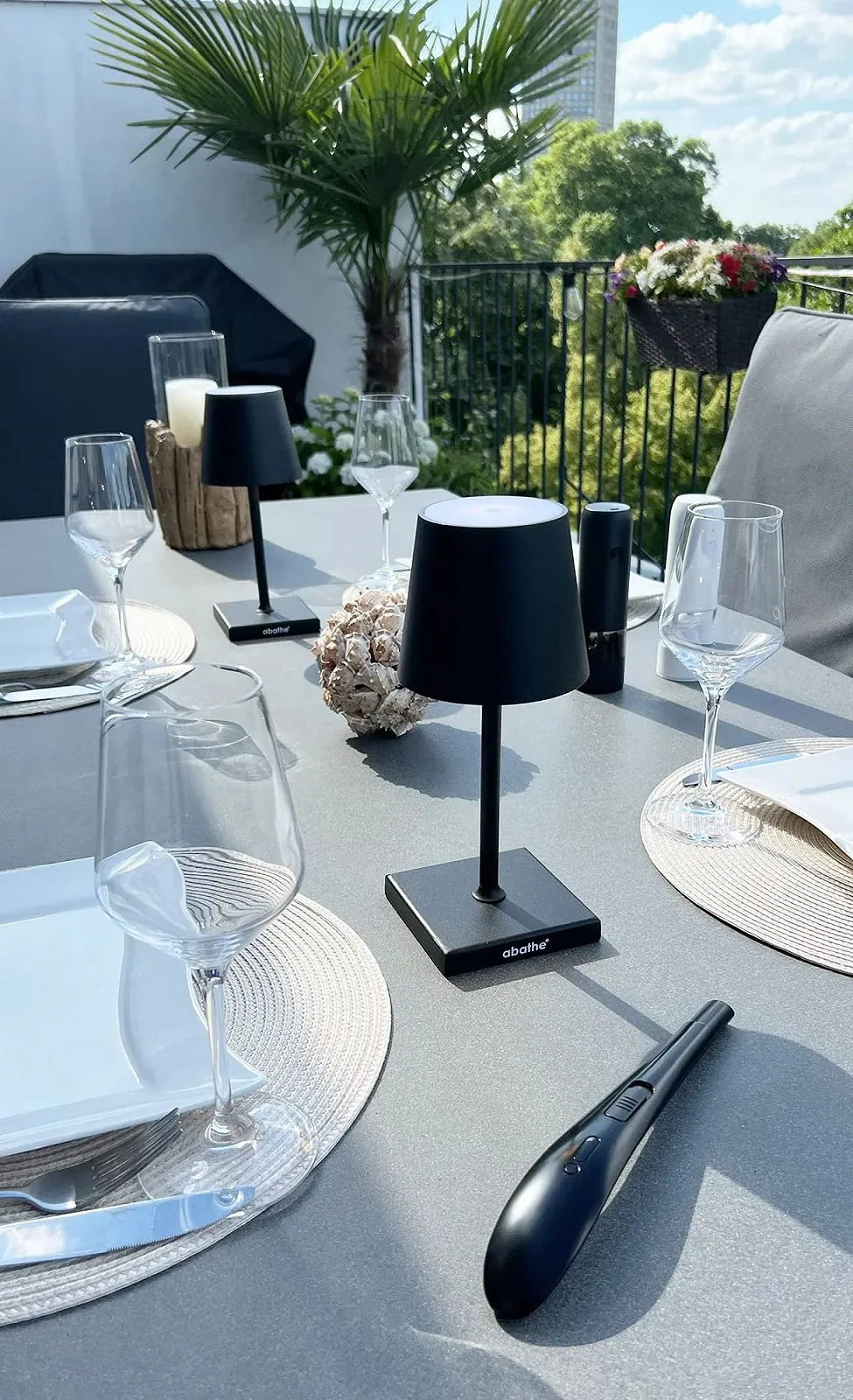 Настільна лампа акумуляторна LED abathe Classic 26 см димована бездротова USB IP54, фото №4