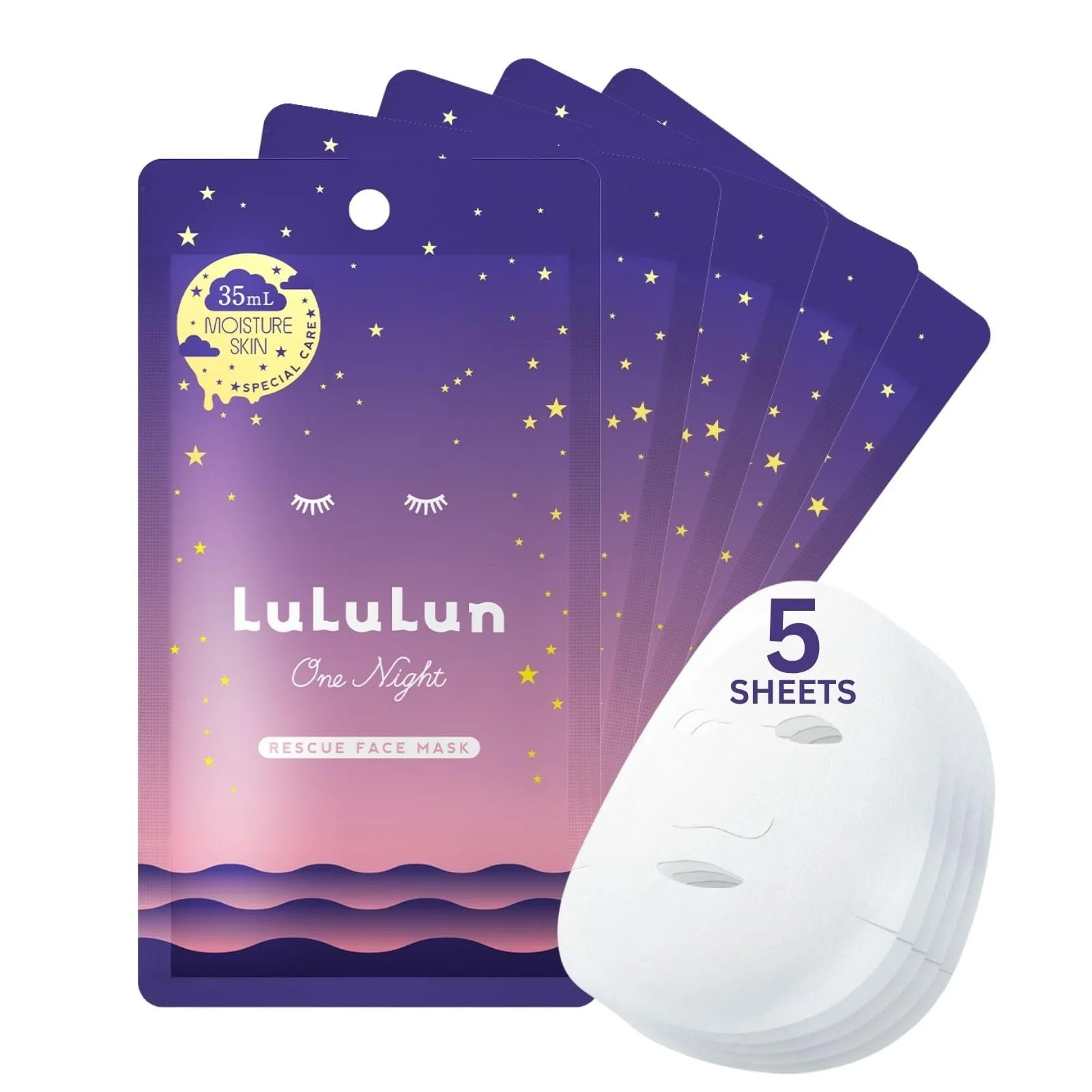 Маска для лица Lululun One Night Rescue Transparency One Night C 3K - 5 шт, фото №1