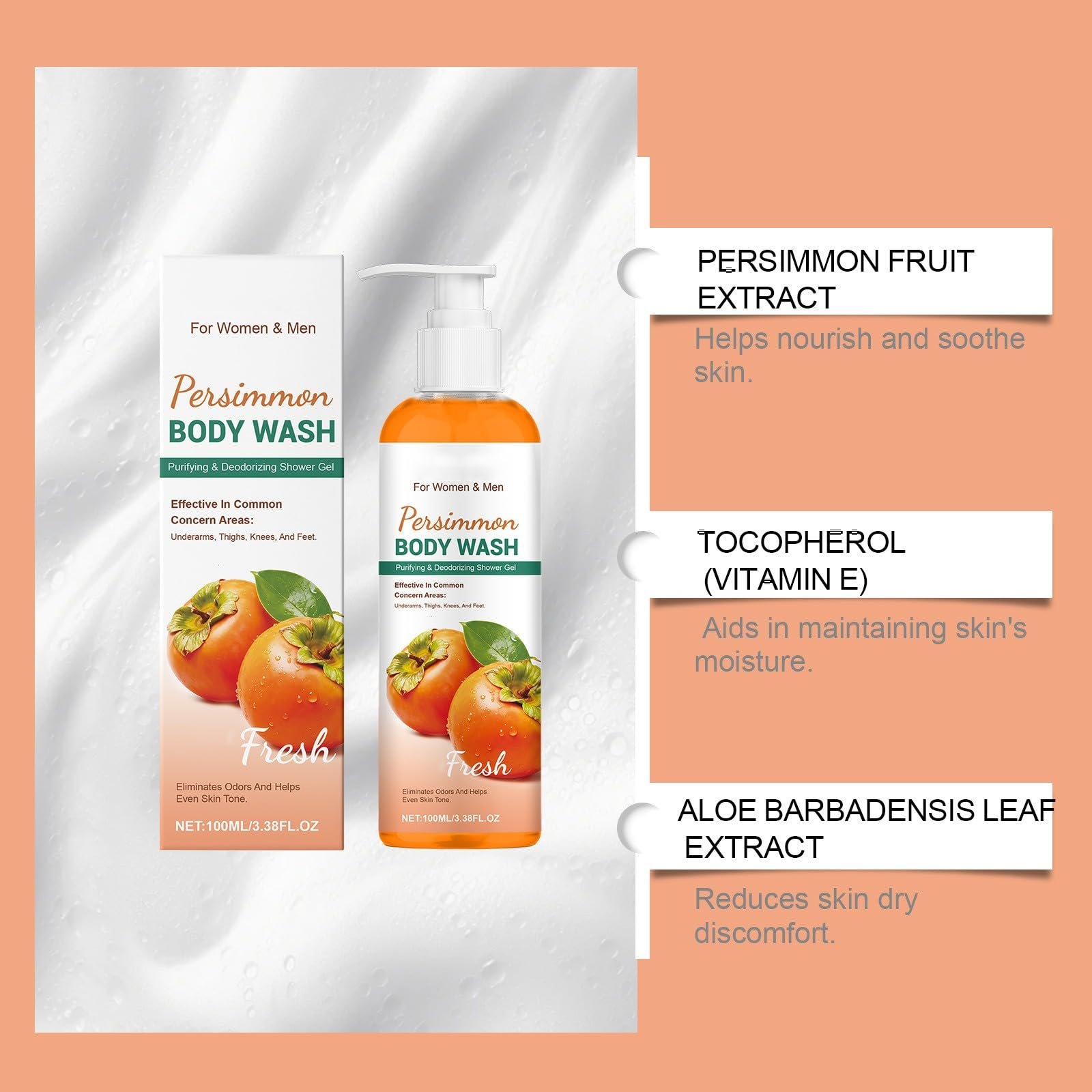 Гель для душу Persimmon Moisturising with Green Tea 2 шт., фото №4