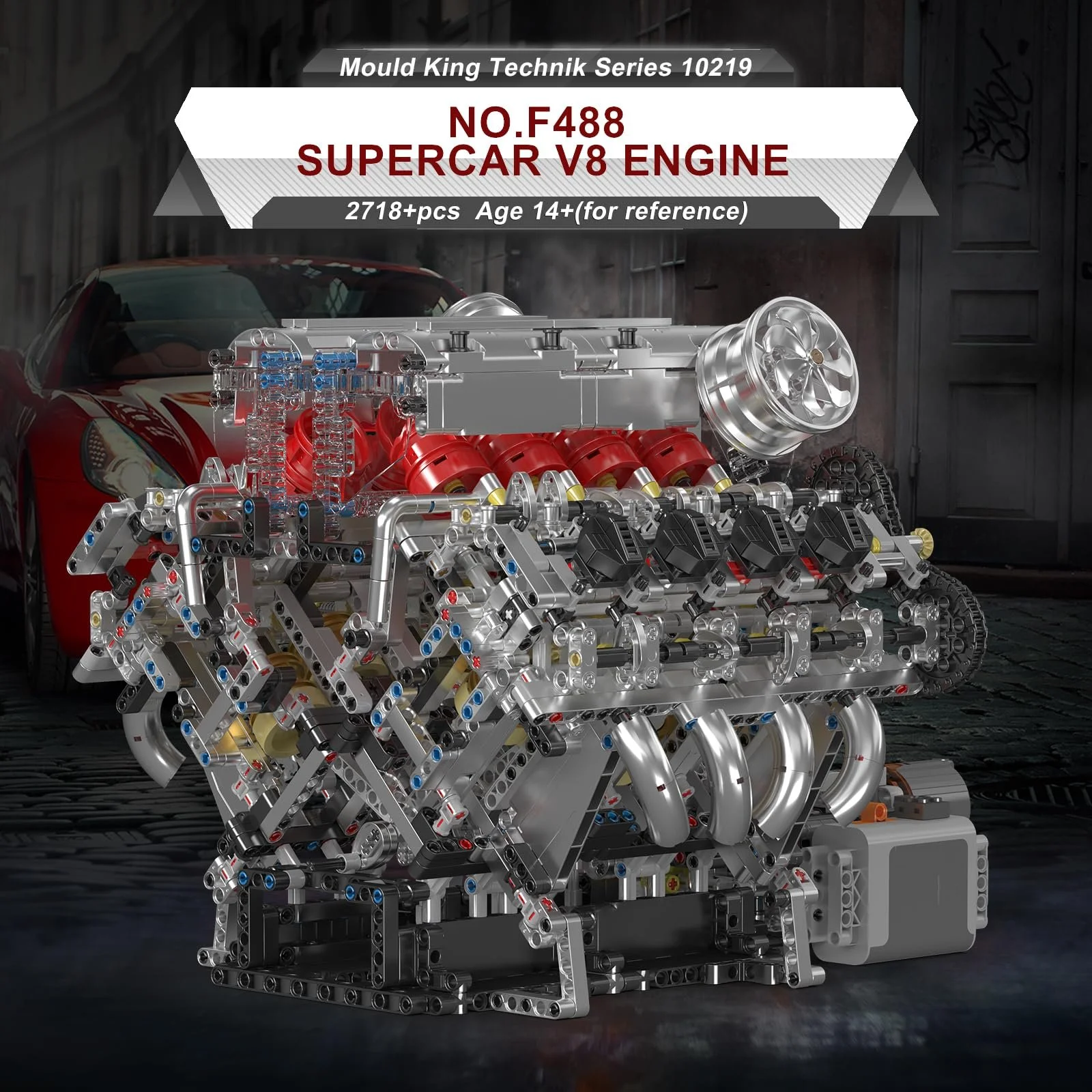 Конструктор Двигатель V8 Mould King Technik 10219 2718 деталей, фото №2