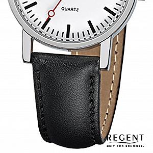 Женские часы Regent URF824 Аналоговые Кожаный Ремешок Черный Кварцевые часы Белый Циферблат, Ремешок. synthetic.ua - Фото 1