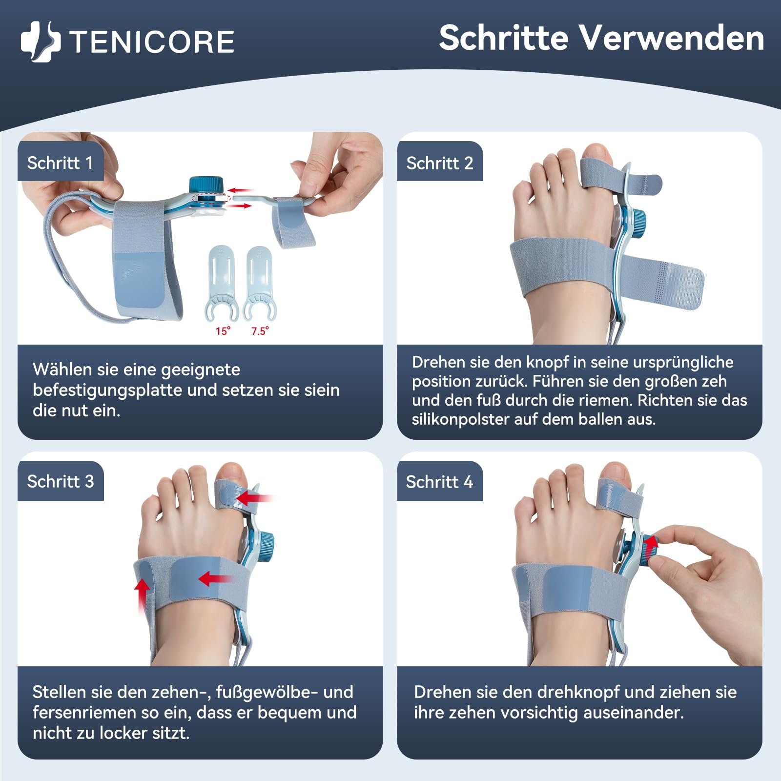 Шина Hallux Valgus для корекції великого пальця стопи з 3 різними кутами кріплення, фото №7