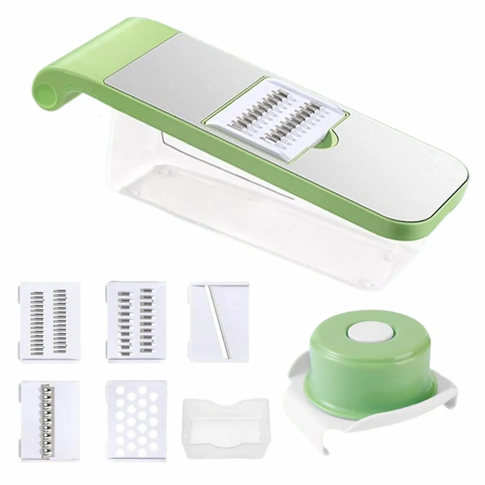 Овочерізка з контейнером і 5 лезами для картоплі, моркви, цукіні, картоплі, фото №6