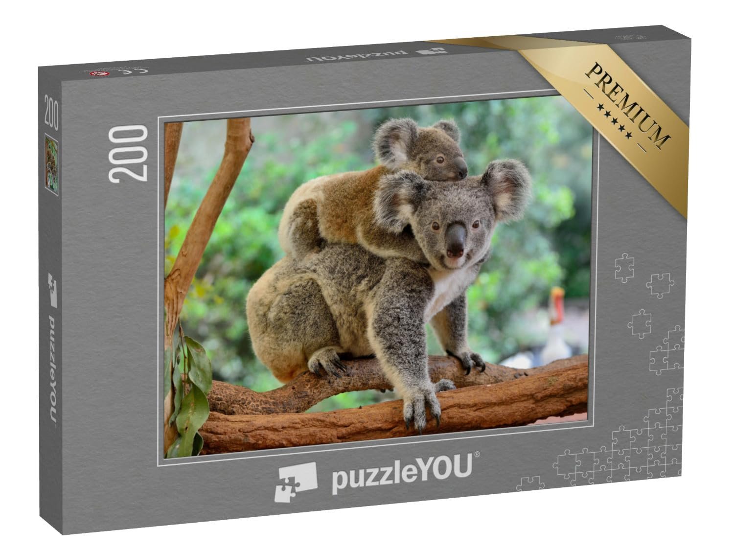 Пазл puzzleYOU Animals, Koalas 200 элементов Мама коала с детенышем на спине на эвкалиптовом дереве, фото №1