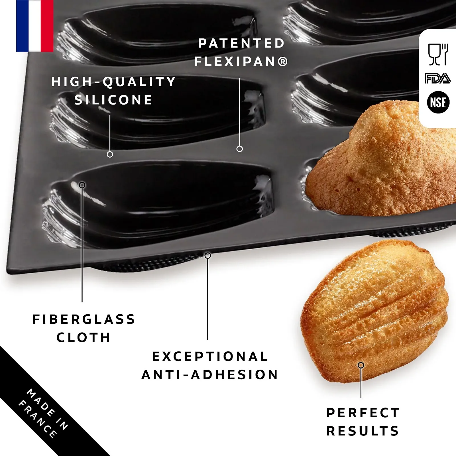 Форма для випічки Silpat Flexipan 20 мадленок французька ручна робота, фото №2