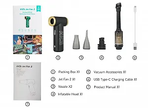 Електрична повітродувка Kica JetFan 2 Kit 2-в-1 101,000 rpm Black synthetic.ua - Фото 1