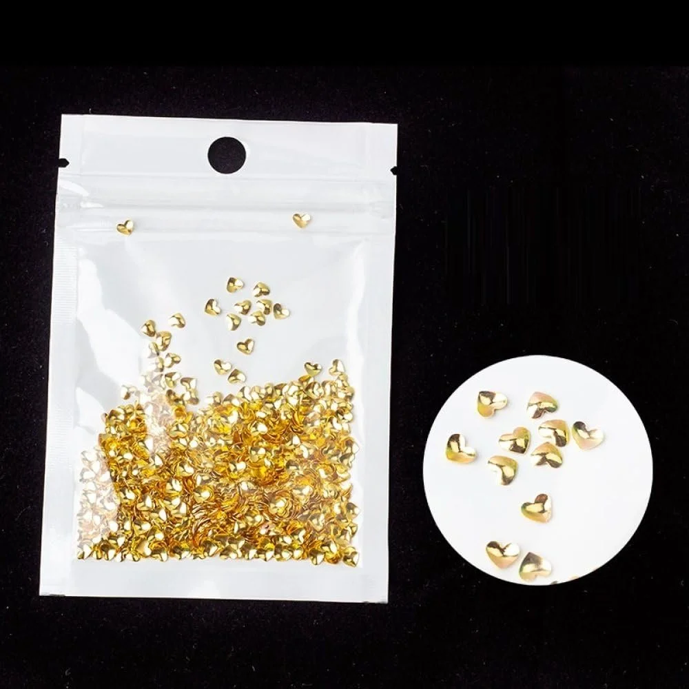 Украшения для ногтей qbodp 4 мм Сердце Золотистый, 1000 шт, фото №1