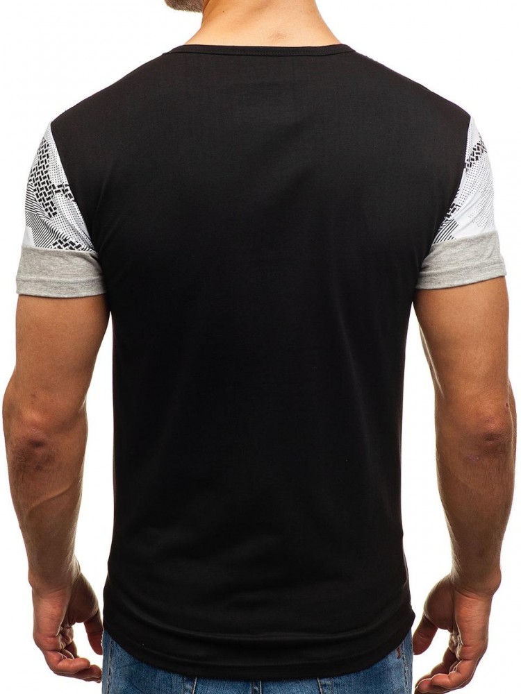 Футболка мужская удлиненная черно-серая, фото №5