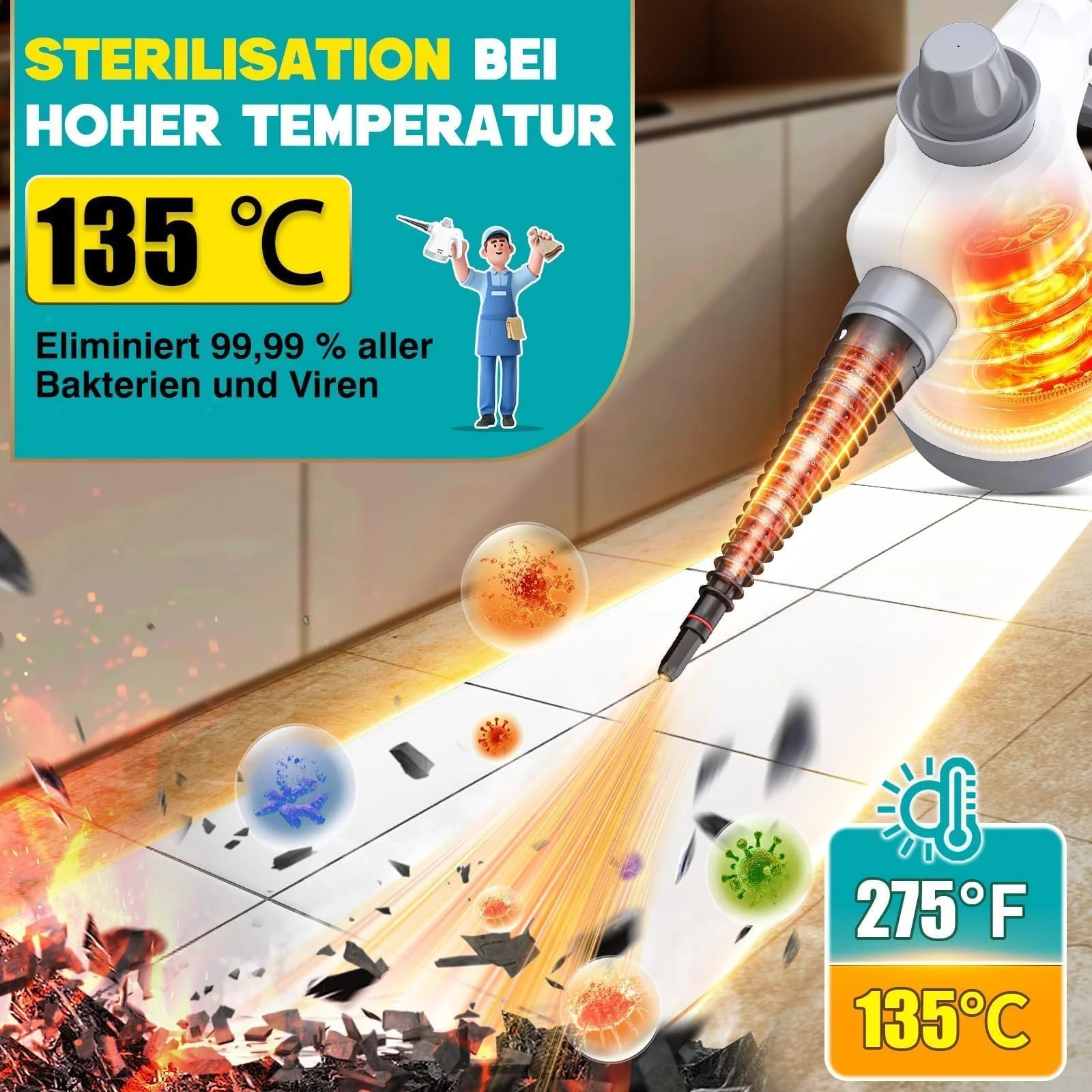 Пароочисник Rolipo ручний 1050 Вт 12 аксесуарів, фото №2