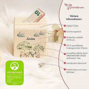 Скарбничка Geschenkfreude дерев'яна 10 x 10 см із замком Africa synthetic.ua - Фото 1