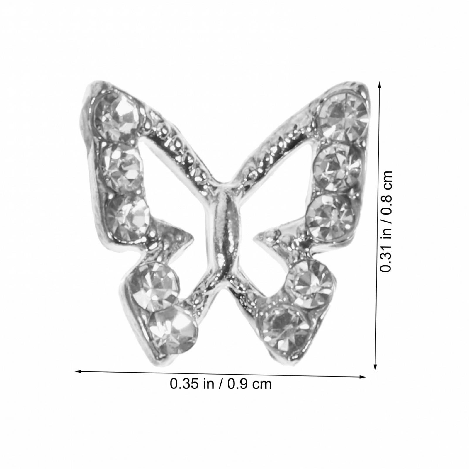 Стразы для ногтей, набор 40 шт., бабочки, подвески, стразы для акриловых ногтей, сплав, фото №2