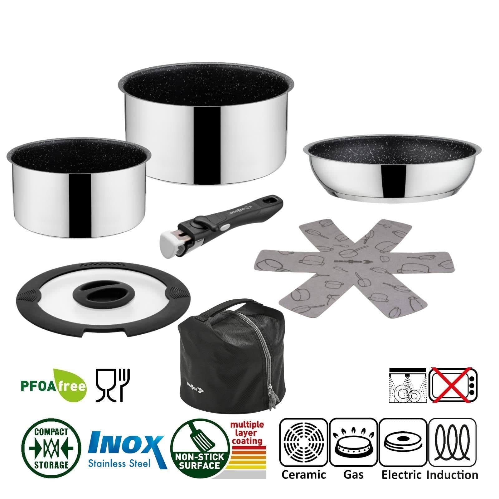 Набор посуды BRUNNER Academy NG - из нержавеющей стали с антипригарным покрытием ø 20 или 22 см (4, 5 или 7 штук) для электрических, газовых и индукционных плит, фото №3 Набор посуды BRUNNER Academy NG - из нержавеющей стали с антипригарным покрытием ø 20 или 22 см (4, 5 или 7 штук) для электрических, газовых и индукционных плит, фото №3