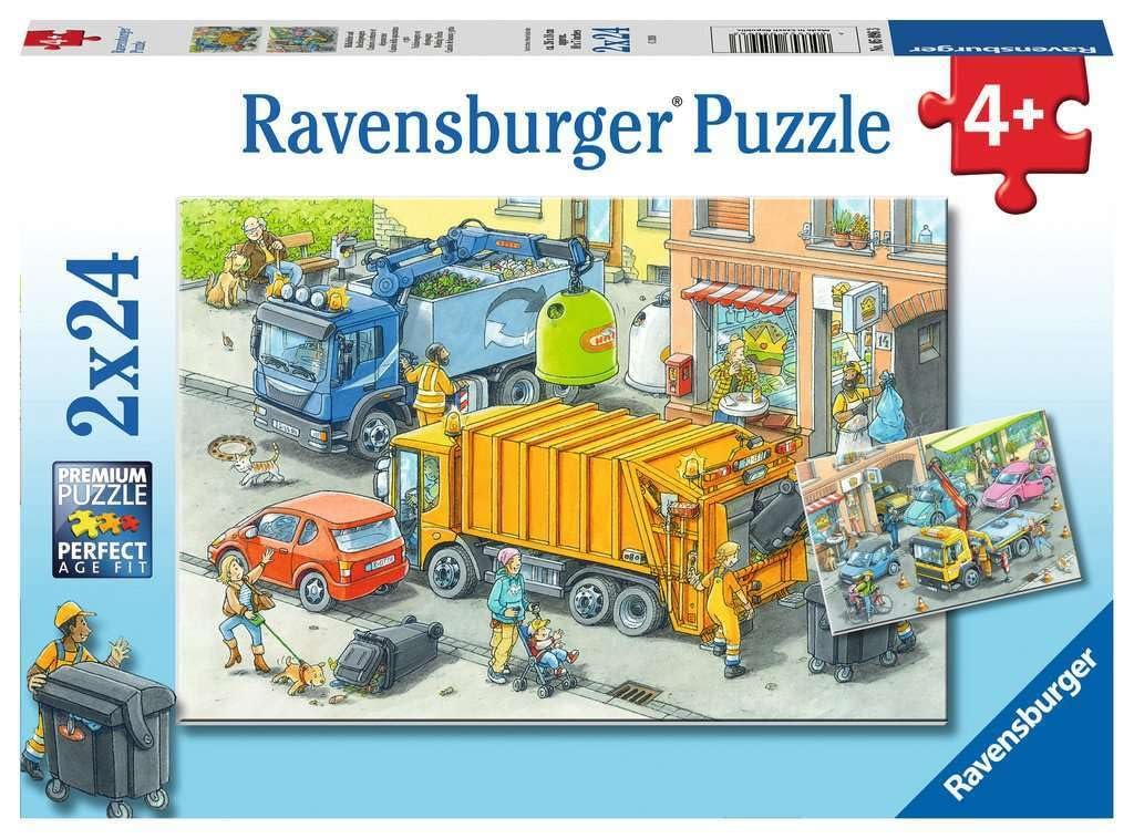 Пазл Ravensburger Мусоровоз и эвакуатор 05096 2 x 24 элемента, фото №1