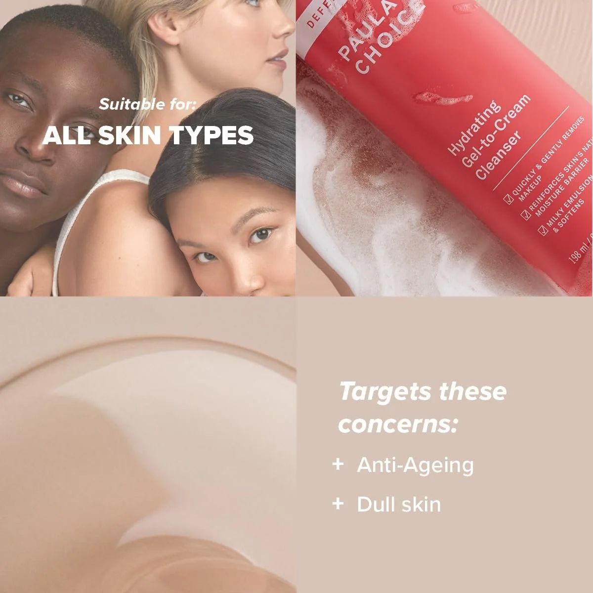 Засіб для вмивання Paula's Choice DEFENSE Гель-крем, що зволожує, проти старіння, фото №3