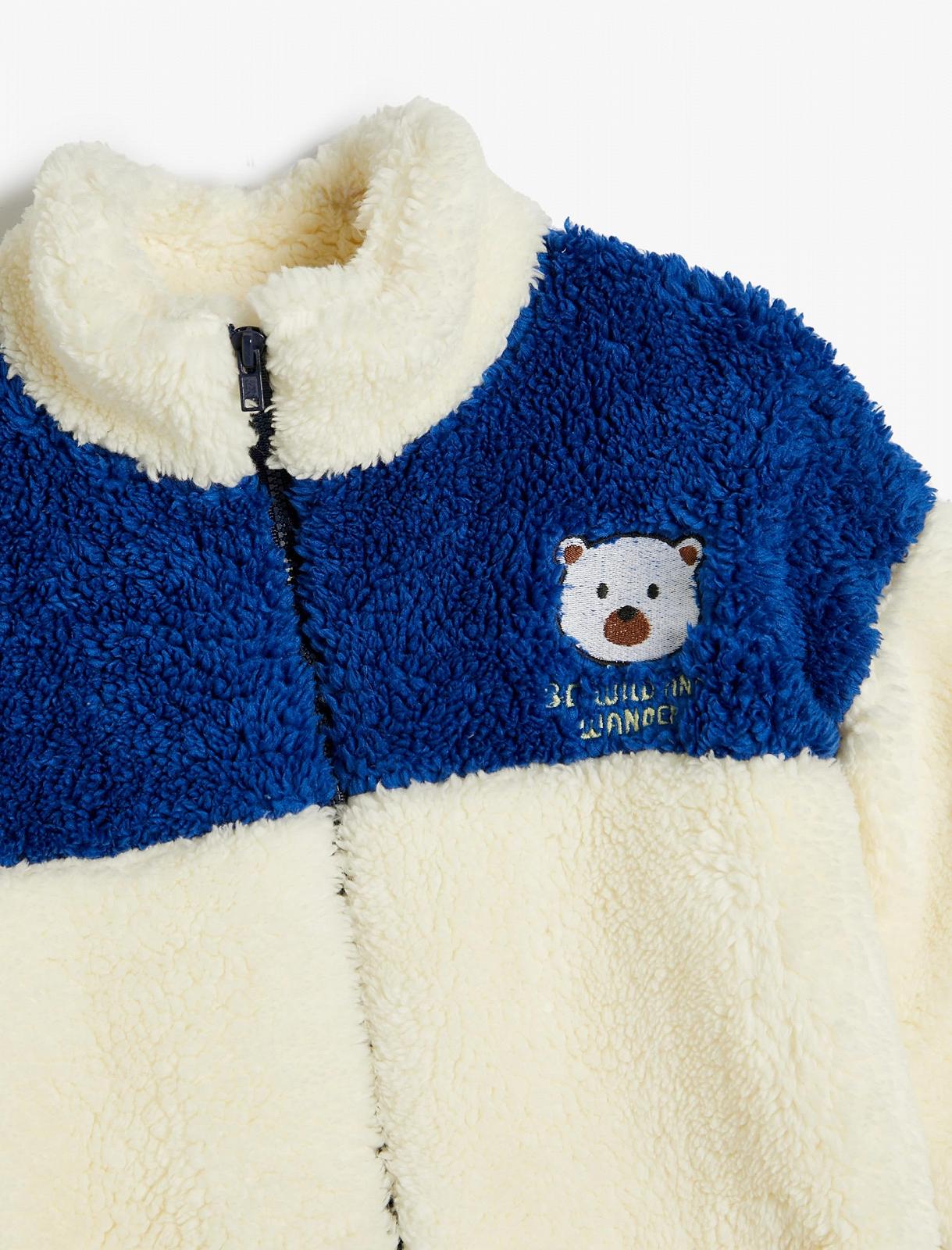 Толстовка Koton з високою горловиною на блискавці з аплікацією, кольорова блокова, фото №5