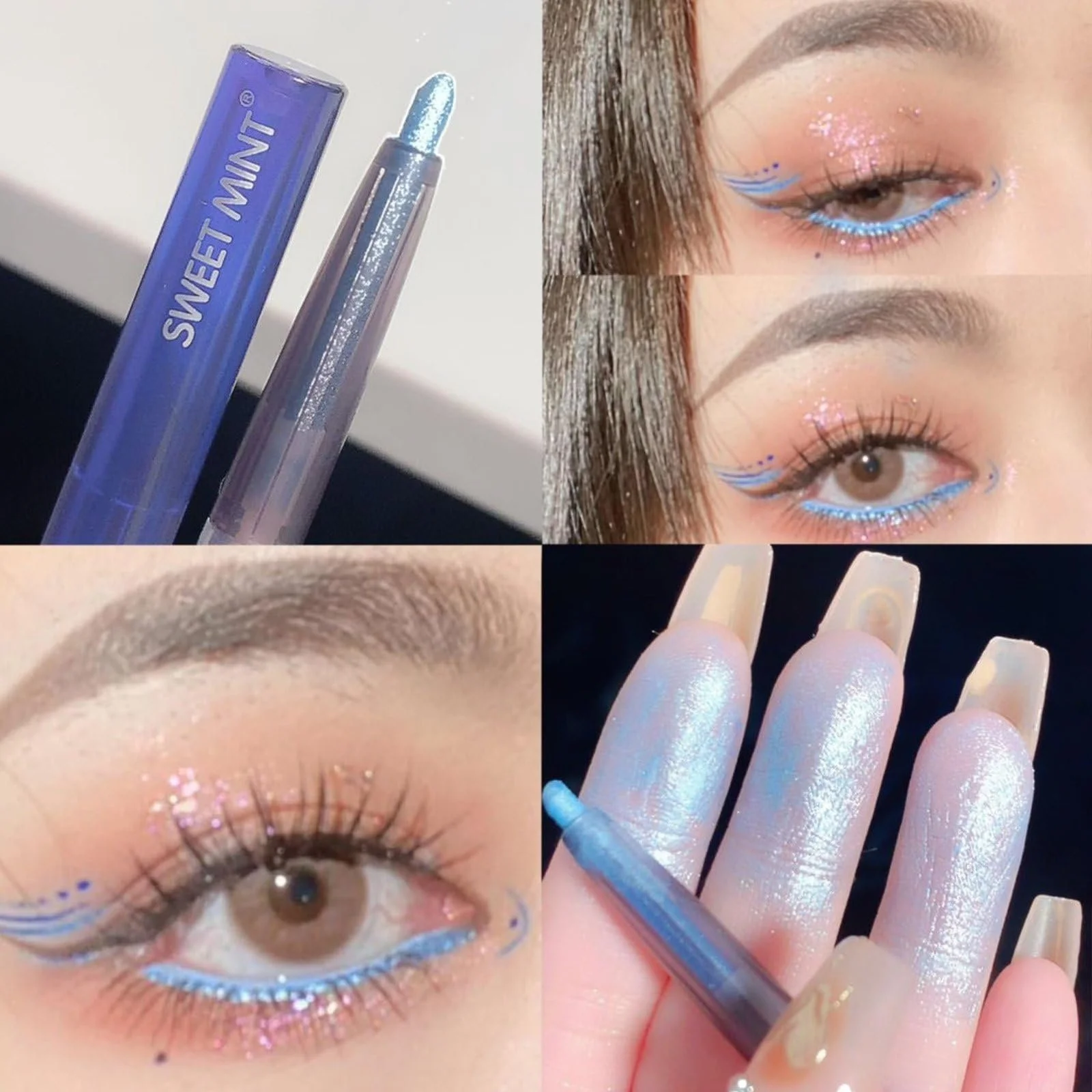 Олівець для очей WAHRE Блискучий Синя та Фіолетова, 2 шт., фото №4 Олівець для очей WAHRE Блискучий Синя та Фіолетова, 2 шт., фото №4