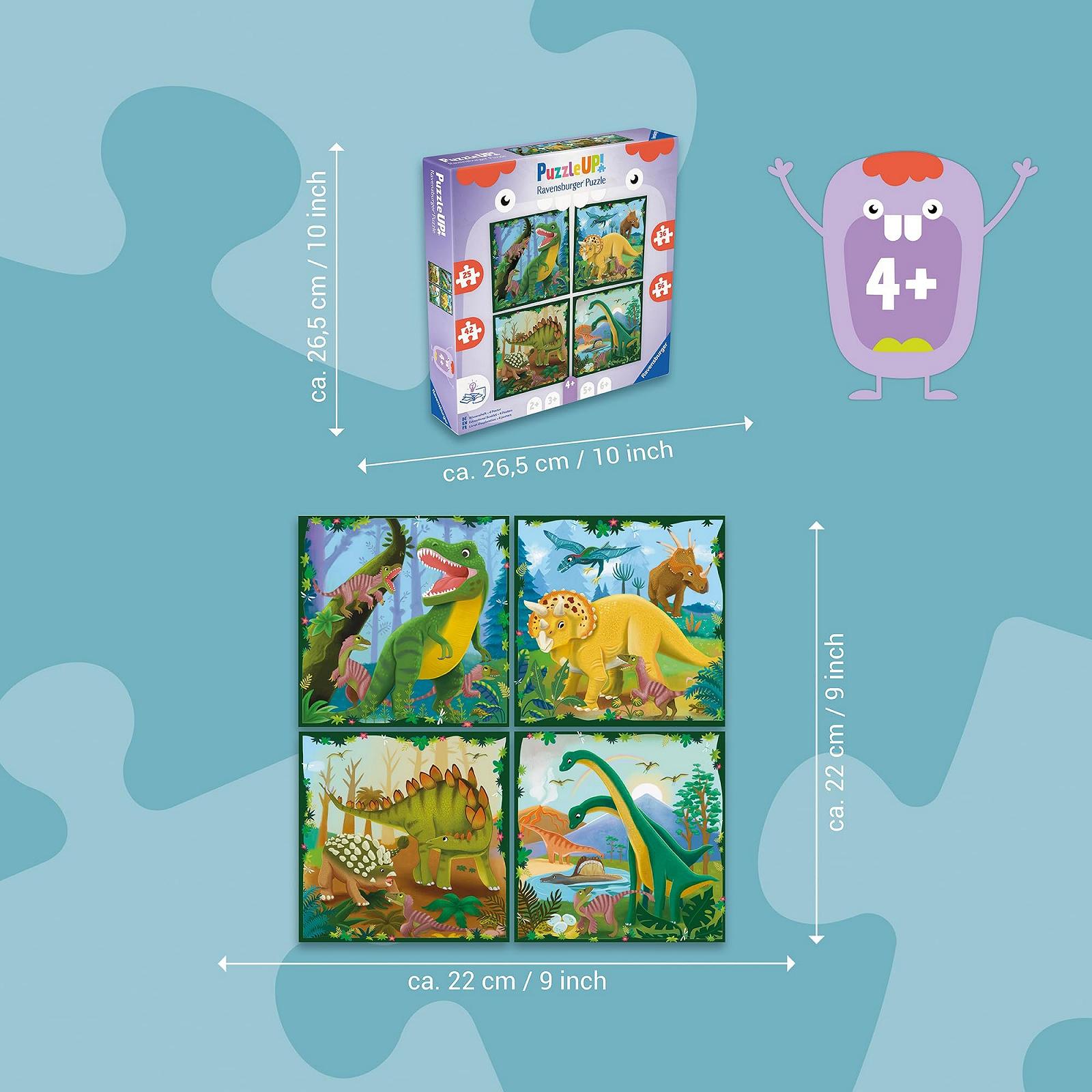 Пазл Ravensburger Puzzle UP! Dinosaur 12004003 4 в 1 25, 36, 42, 56 деталей, фото №3