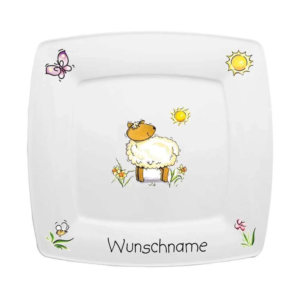 Детская Тарелка Doriantrade Квадратная для Завтрака, Фарфор, Ягненок, фото №1 Детская Тарелка Doriantrade Квадратная для Завтрака, Фарфор, Ягненок, фото №1