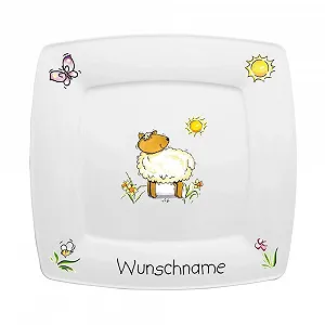 Детская Тарелка Doriantrade Квадратная для Завтрака, Фарфор, Ягненок - Фото 1