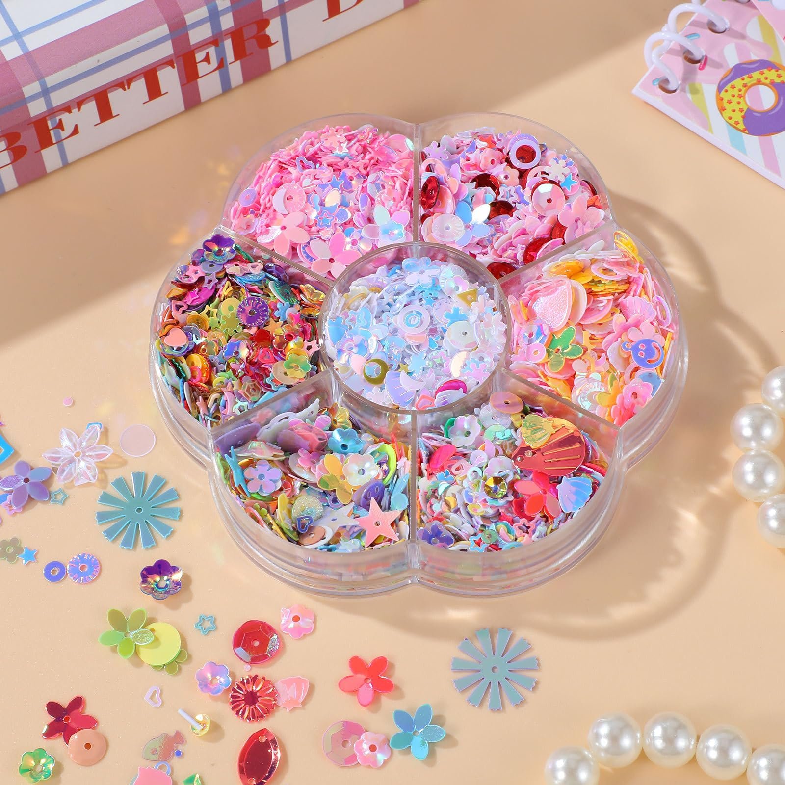 Блестки Рассыпчатые для рукоделия Плоские блестки с ярким светоотражением Разноцветные ювелирные бусинки для шитья Вышивка DIY Одежда Ногтевой дизайн, фото №6