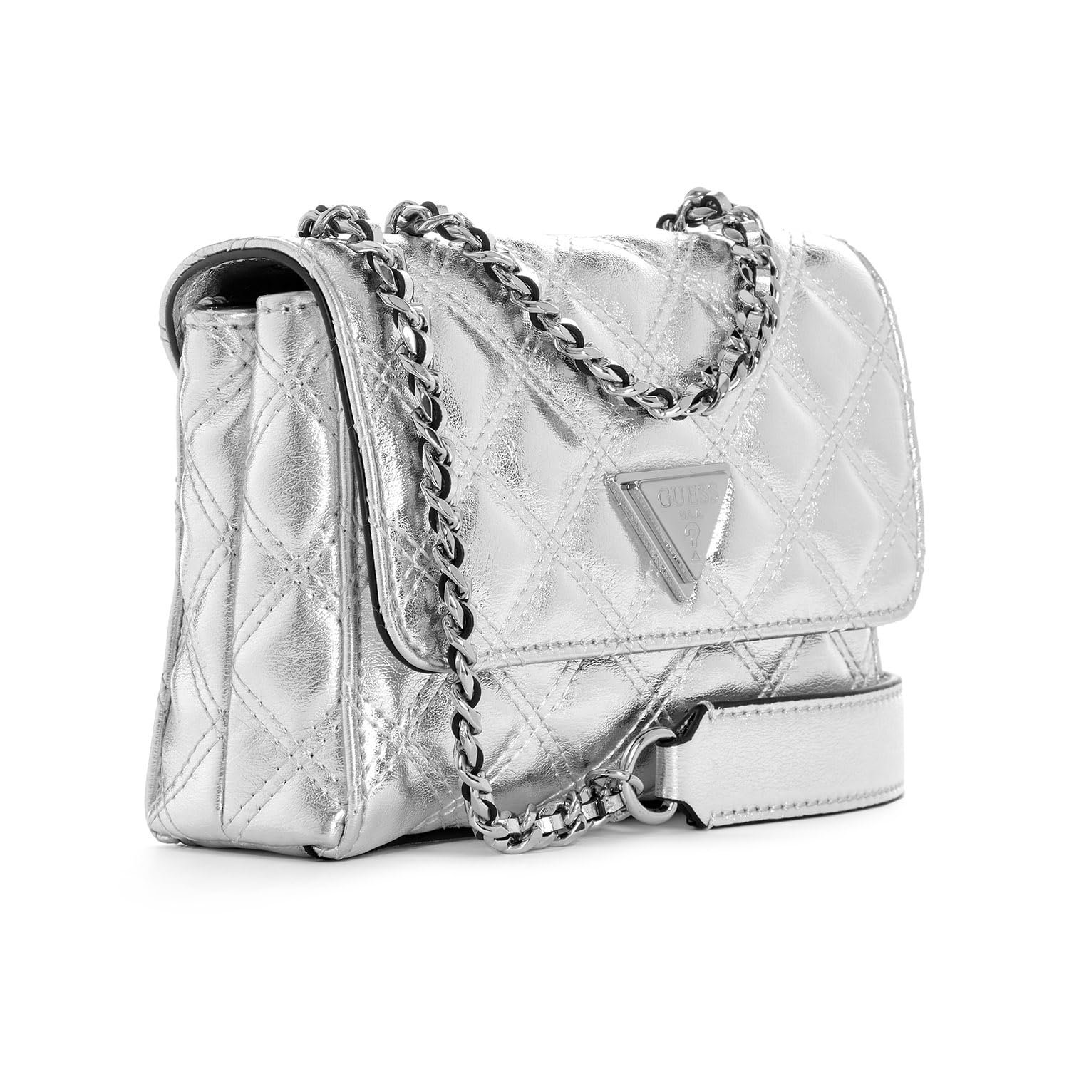 Сумка GUESS Giully Mini 2 Compartment Convertible Flap XS Silver, фото №3