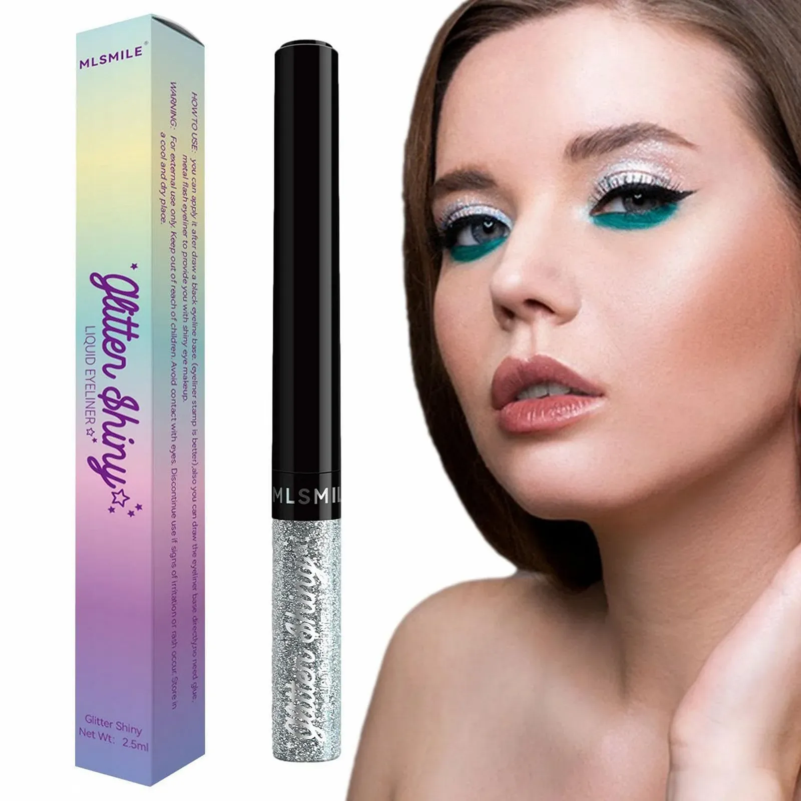 Подводка для глаз с блестками Жидкая Перламутровая Неоновая Радужная, фото №6