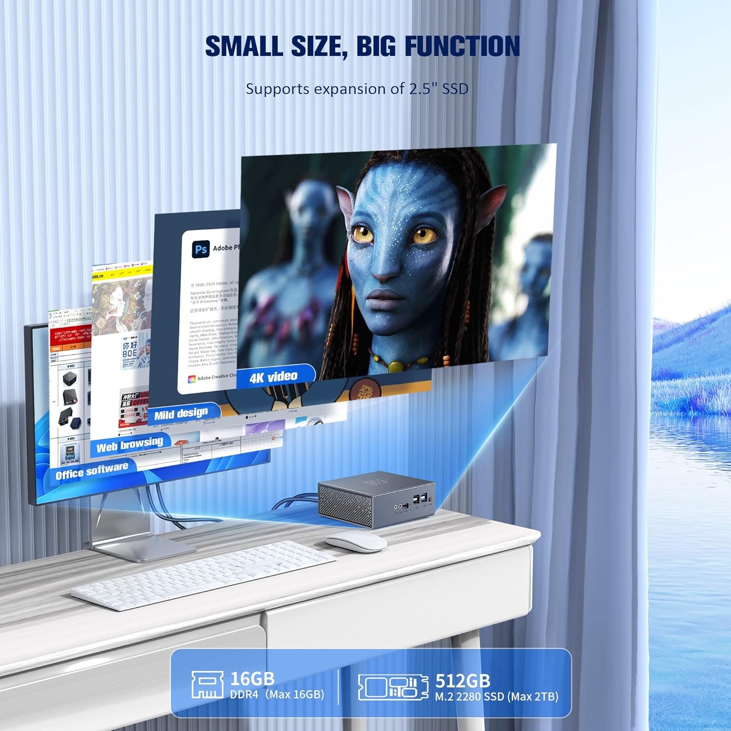 Міні ПК ACEMAGICIAN AD03 / Intel N95 / RAM 16GB / SSD 512GB / HDMI / LAN / Wi-Fi / Bluetooth / Windows 11 / Серый, фото №8