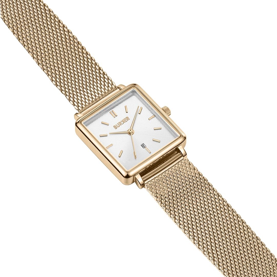 Жіночий годинник BURKER Daisy Квадратний Аналоговий Кварцовий Золотий, фото №2