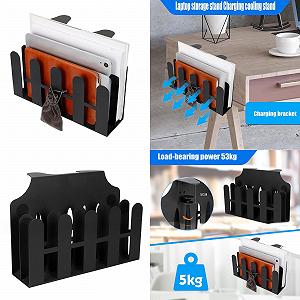 Регулируемая Подставка для Ноутбука с Охлаждением, Металлическая Подставка для Ноутбука для Организации Рабочего Стола и Аксессуаров для Зарядки synthetic.ua - Фото 1