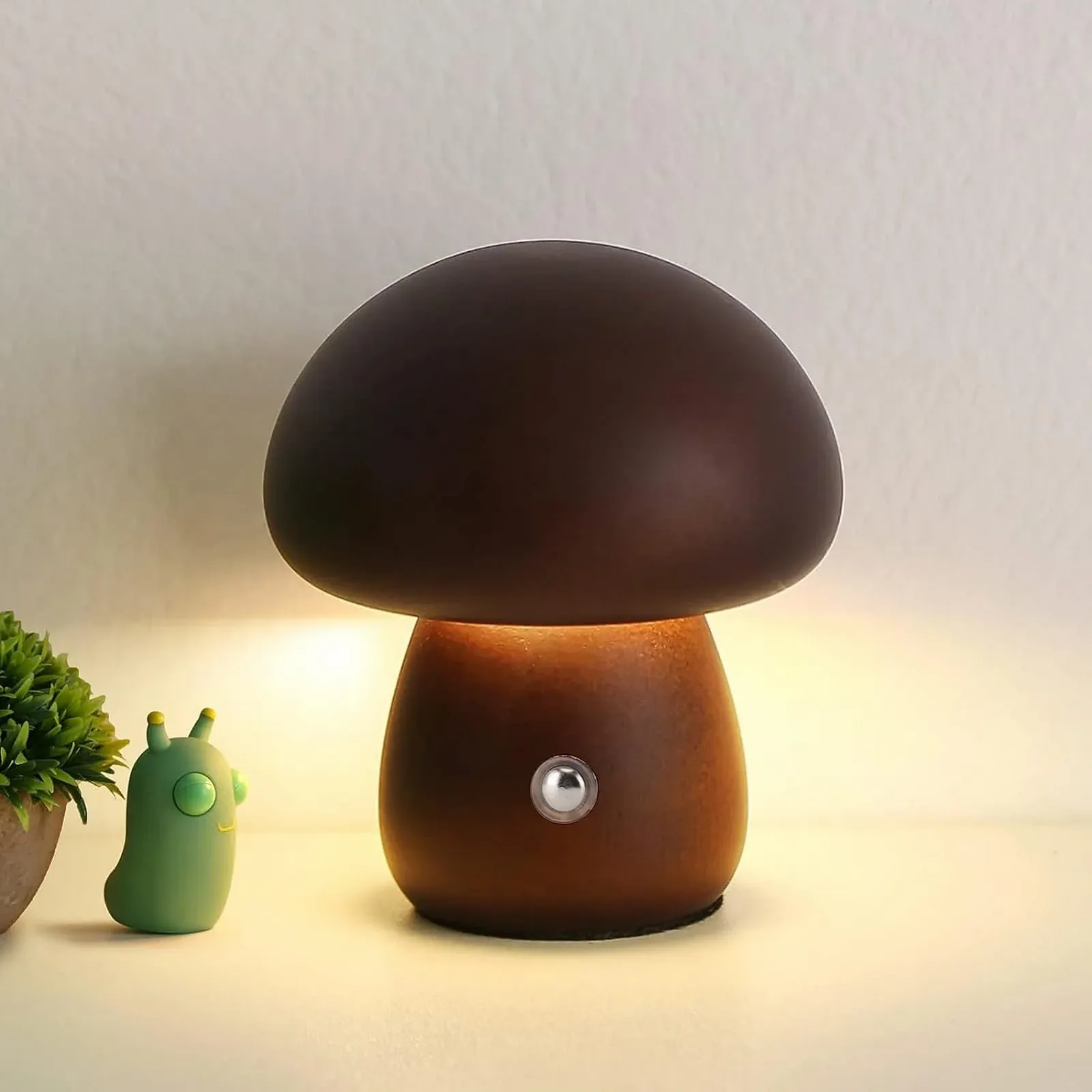 Настільна лампа Mushroom LED акумуляторна сенсорна димована USB Колір горіх, фото №7