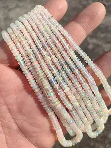 Бусины из натурального опала, граненые рондели, 3-5.5 мм, нить длиной 40 см ожерелья, браслета - Фото 1