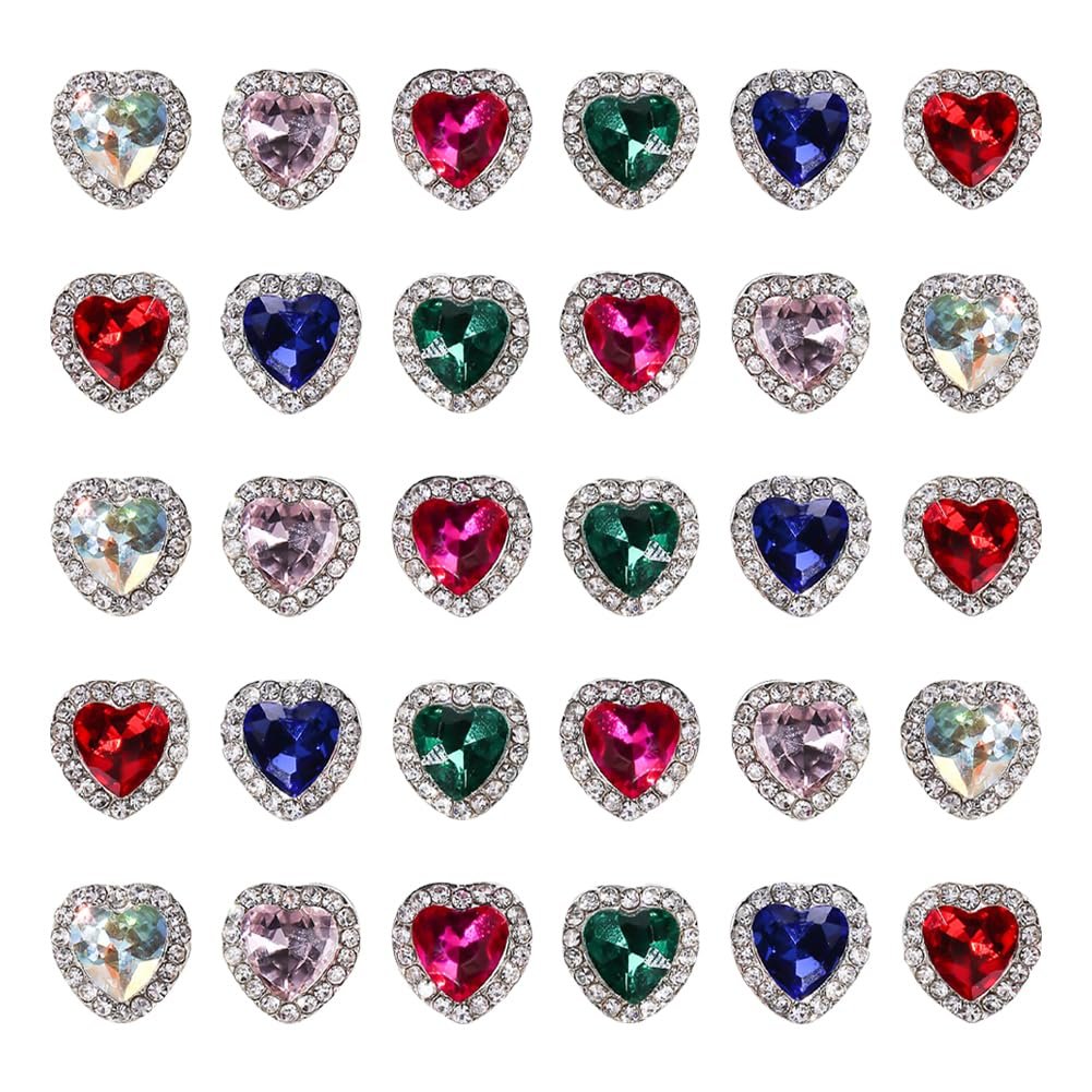 Стразы для ногтей Сердце 3D 0,9 см (30 шт, случайный выбор цветов), фото №1