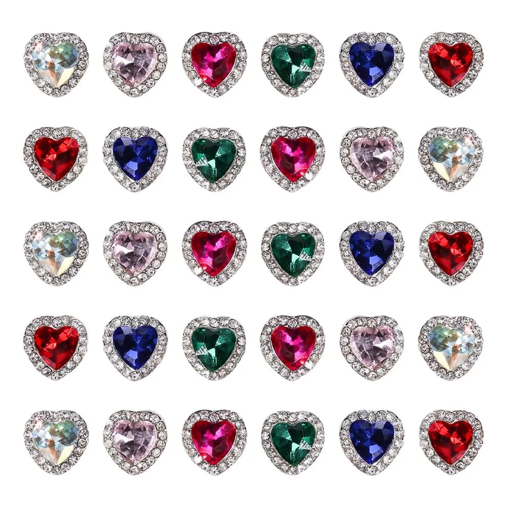 Стрази Серце 3D 0,9 см (30 шт, випадковий вибір кольорів), фото №1