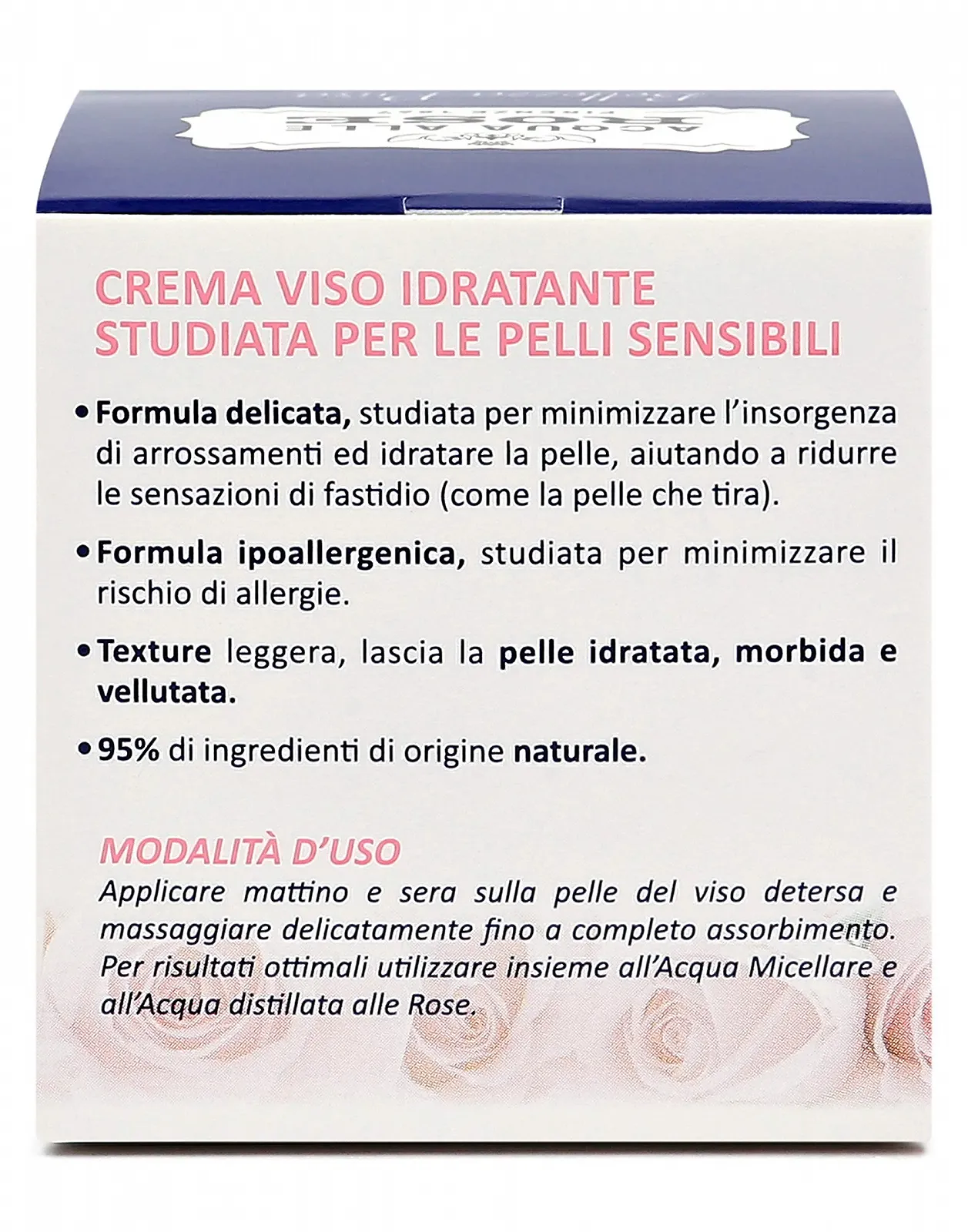 Крем для обличчя Acqua Alle Rose Roberts Moisturizing Lenitive зволожувальний заспокійливий 50 мл, фото №2 Крем для обличчя Acqua Alle Rose Roberts Moisturizing Lenitive зволожувальний заспокійливий 50 мл, фото №2