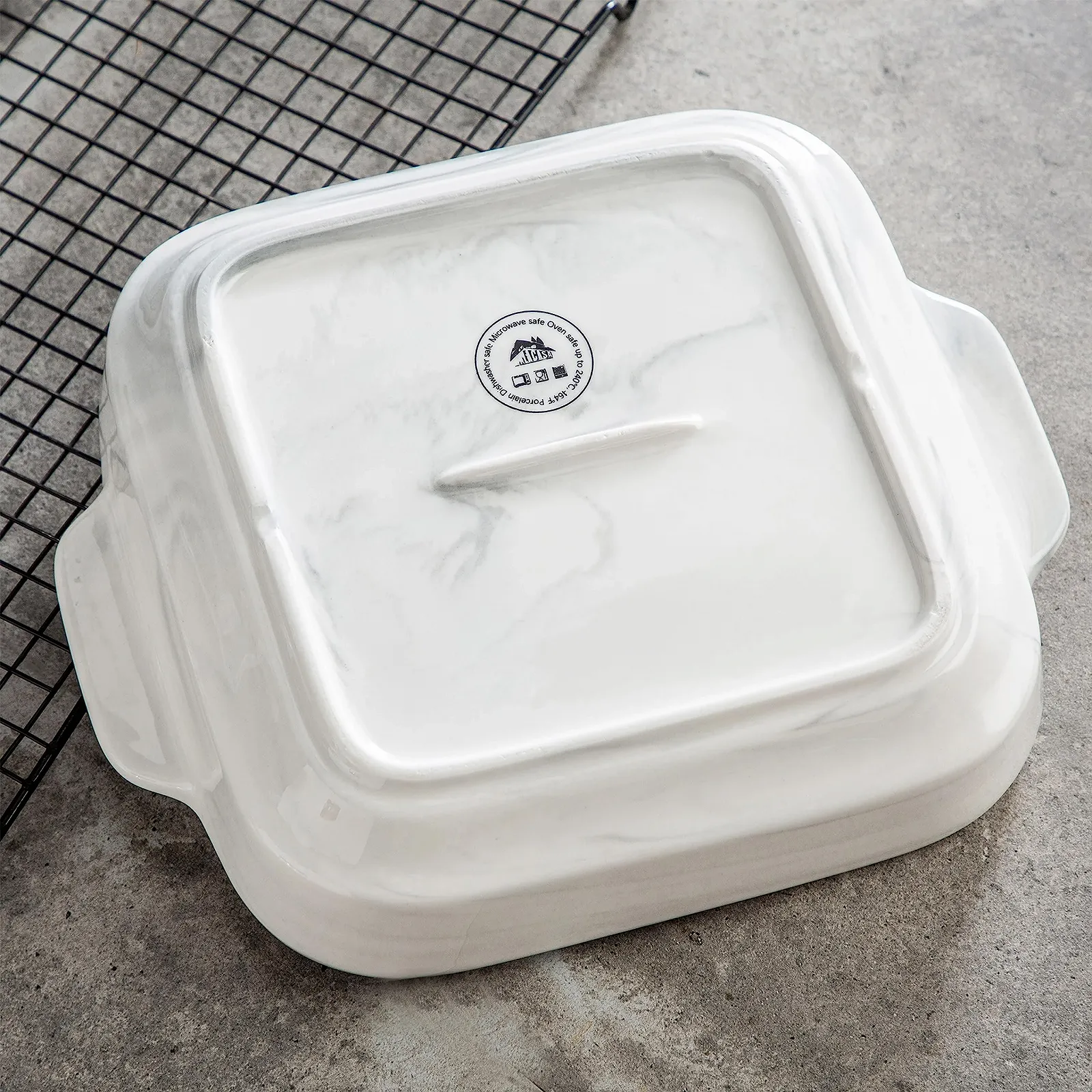 Форма для запекания Malacasa Grey Bake фарфоровая 1500 мл 21,5 x 21,5 x 6 см Grey Marble, фото №6 Форма для запекания Malacasa Grey Bake фарфоровая 1500 мл 21,5 x 21,5 x 6 см Grey Marble, фото №6