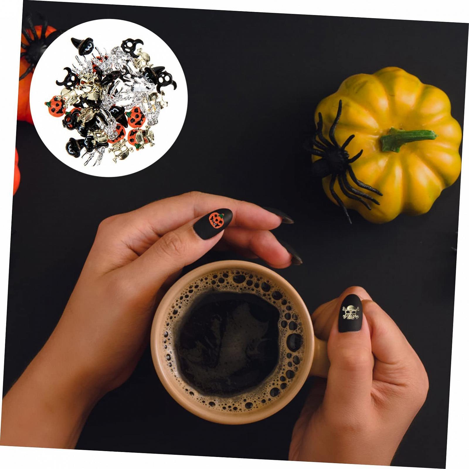 Аксессуары для дизайна ногтей Beavorty 100 шт., Подвески для ногтей, Уникальные украшения для ногтей Каваи, Подвески для ногтей на Хэллоуин, Скелет, Заклепки, фото №3