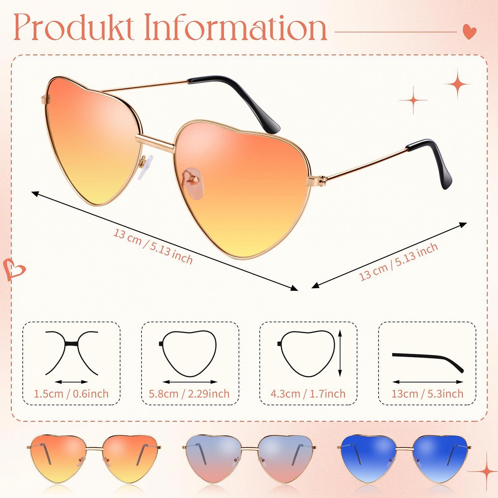 Сонцезахисні Окуляри Серце Kiiwah 3 Пари Ретро Рожевий, блакитний, фото №2