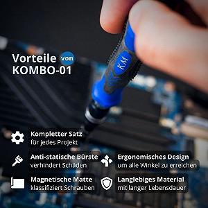 Набір Kooling Monster KOMBO-01 117 в 1 точних викруток, професійний магнітний набір для ремонту з килимком для гвинтів і антистатичною щіткою для електроніки synthetic.ua - Фото 1