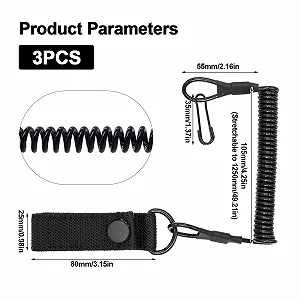 Шнурок тактический спиральный ZHIYUQL® Pack of 3 с карабином, черный, 125 см synthetic.ua - Фото 1