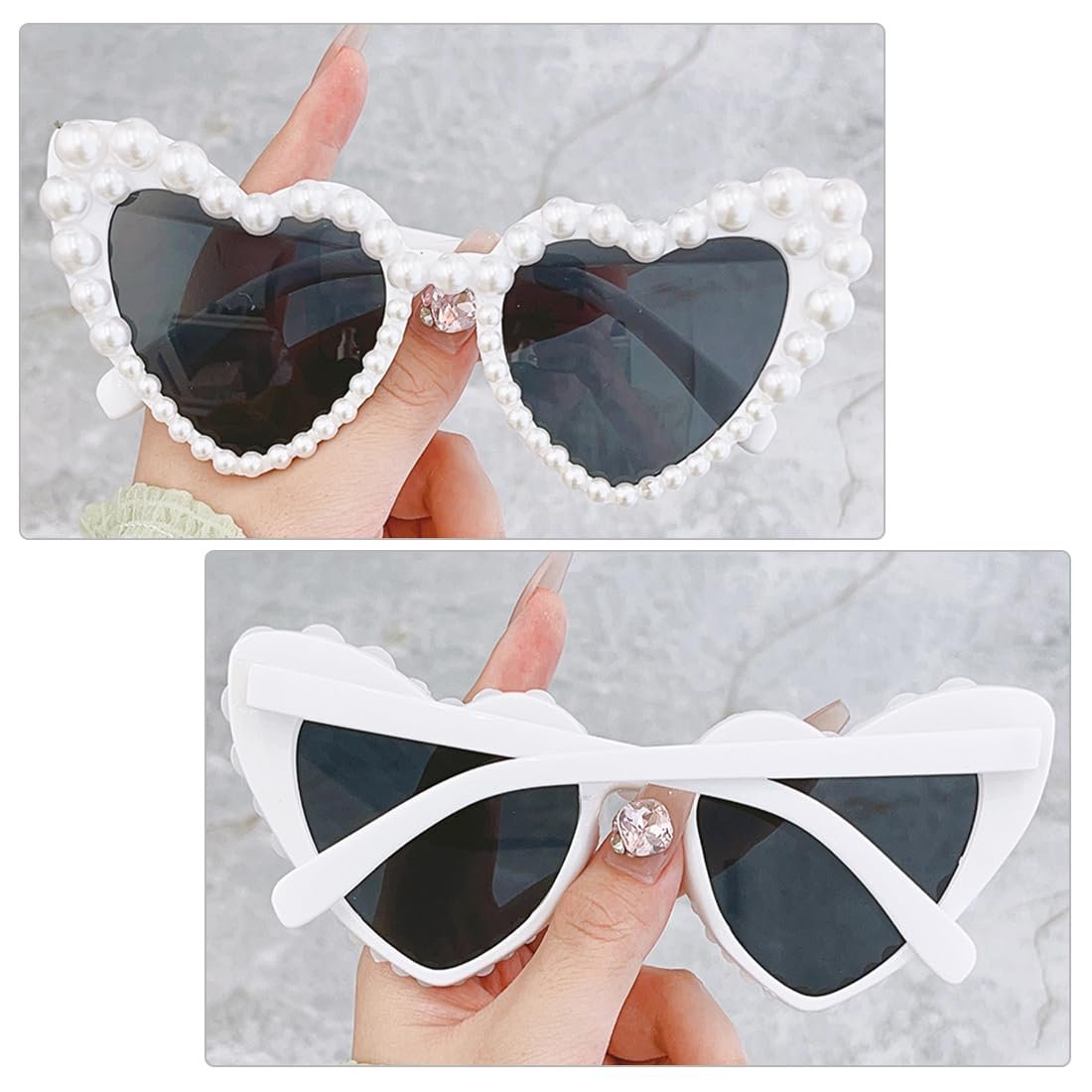 Солнцезащитные очки Сердце Augesak с жемчужинами, фото №4