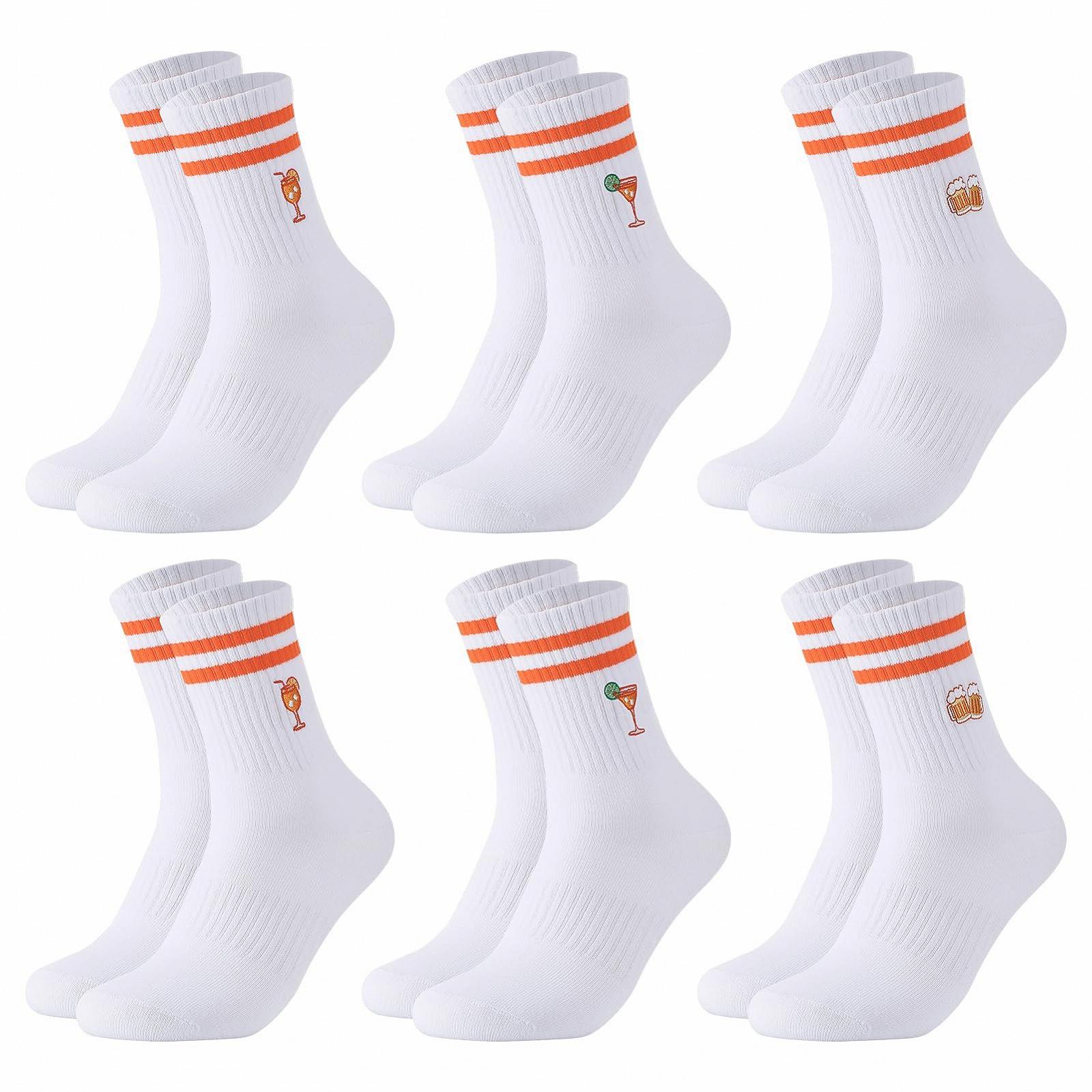 Носки Aperol Spritz, вышитые теннисные носки, женские носки Aperol, дышащие спортивные носки, смешные пивные носки, подарок для мужчин и женщин (6 пар), фото №1
