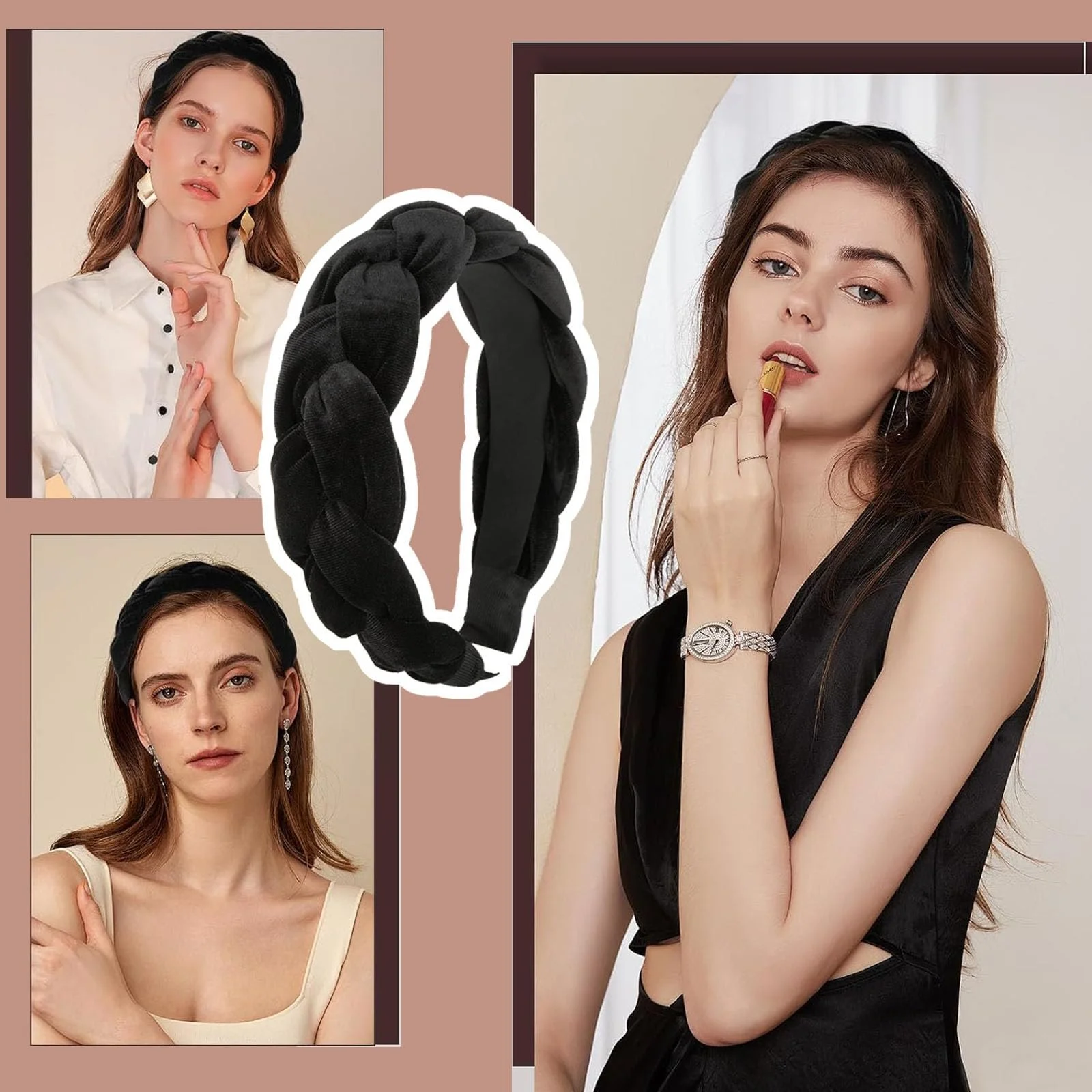 Обруч для волосся жіночий Чорний Оксамитовий, фото №6