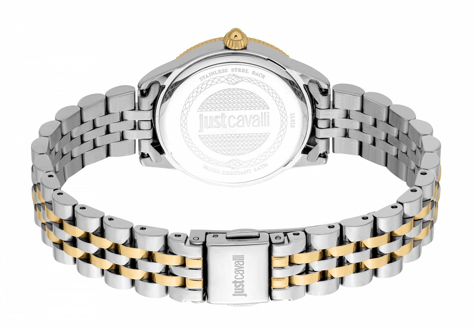 Женские Аналоговые Часы Just Cavalli JC1L315M0085 Кварцевые Ремешок из нержавеющей стали, Двухцветный Серебристый и Золотой, Браслет, фото №3